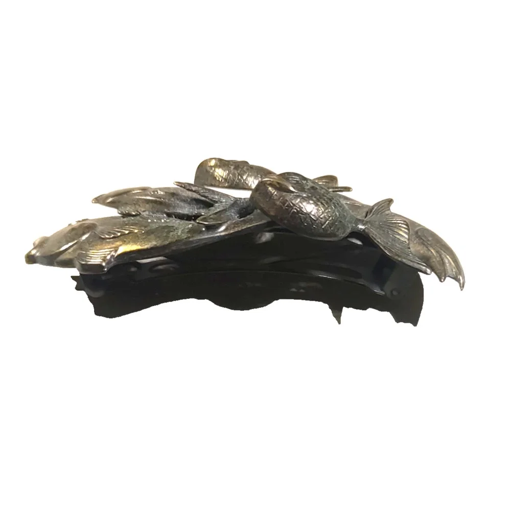 Hair Barrette Tension Clip Brass Fish Ocean Breach